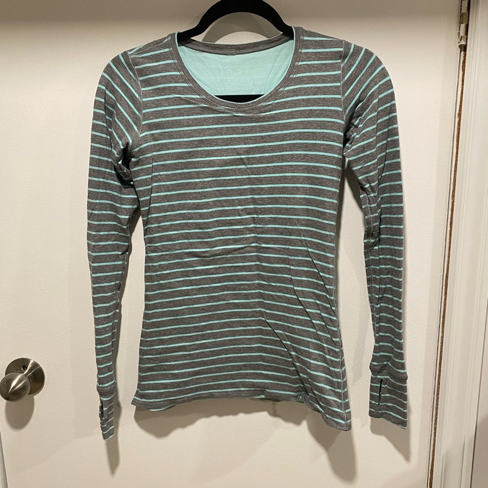 Striped Gray and Teal Women's Top